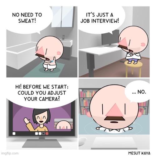 The Job Interview | image tagged in comics,job interview,sweat,funny,memes | made w/ Imgflip meme maker