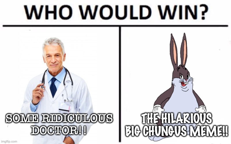 I am laughing because of CHUNGUS! | SOME RIDICULOUS DOCTOR!! THE HILARIOUS BIG CHUNGUS MEME!! | image tagged in memes,who would win,funny | made w/ Imgflip meme maker