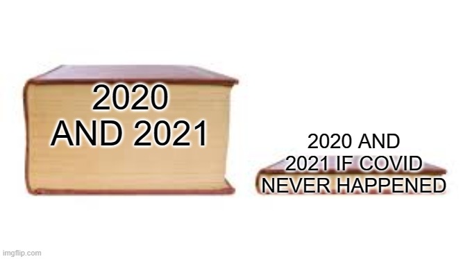 free epic garlic salt | 2020 AND 2021; 2020 AND 2021 IF COVID NEVER HAPPENED | image tagged in big book small book | made w/ Imgflip meme maker