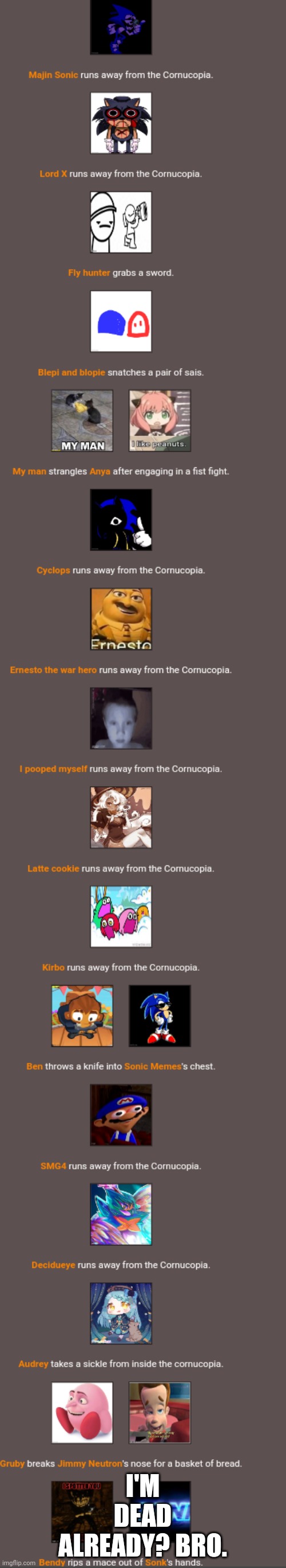 I'M DEAD ALREADY? BRO. | made w/ Imgflip meme maker