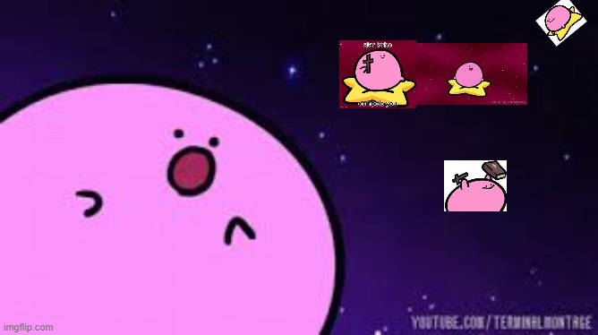 kirbo in space with friend's | image tagged in funny | made w/ Imgflip meme maker