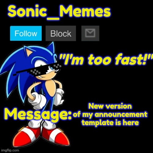 New version of my announcement template is here | image tagged in sonic_memes announcement template v2 | made w/ Imgflip meme maker