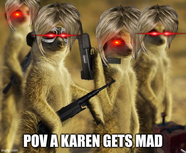 Heheh | POV A KAREN GETS MAD | image tagged in evil perry czts | made w/ Imgflip meme maker