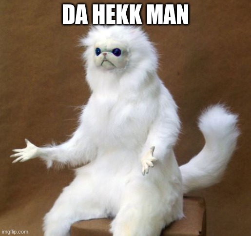 What the Heck Cat | DA HEKK MAN | image tagged in what the heck cat | made w/ Imgflip meme maker