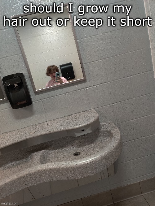 old pic btw | should I grow my hair out or keep it short | made w/ Imgflip meme maker