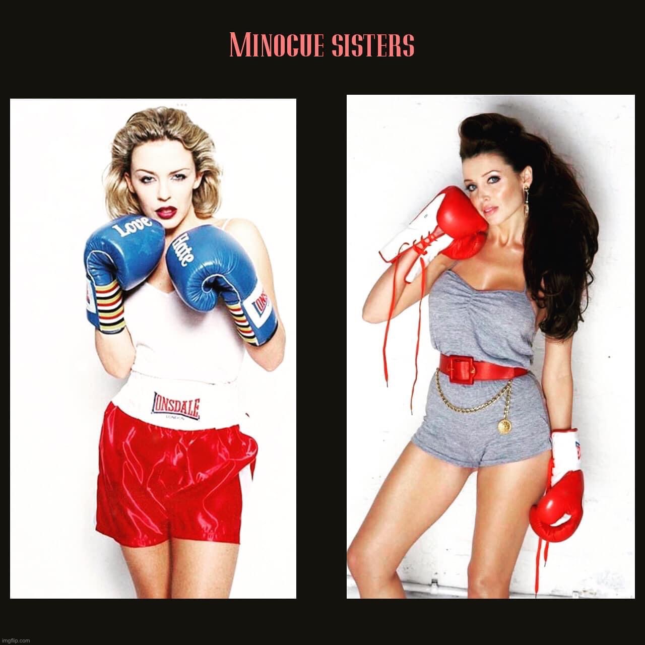 Minogue sisters boxing | image tagged in minogue sisters boxing | made w/ Imgflip meme maker