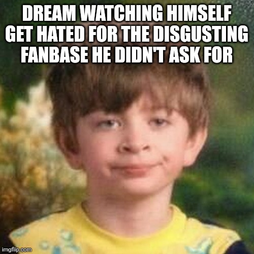 Idk I got bored | DREAM WATCHING HIMSELF GET HATED FOR THE DISGUSTING FANBASE HE DIDN'T ASK FOR | image tagged in blank stare kid | made w/ Imgflip meme maker