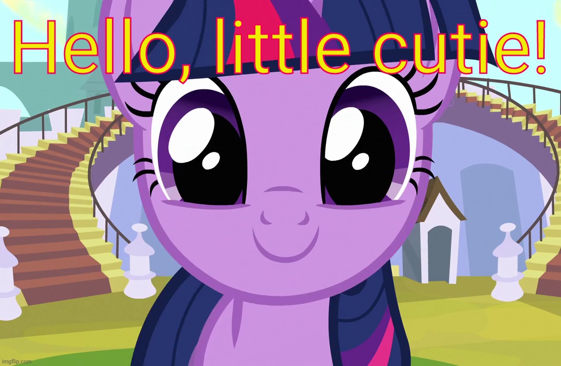 Cute Twilight Sparkle (MLP) | Hello, little cutie! | image tagged in cute twilight sparkle mlp | made w/ Imgflip meme maker