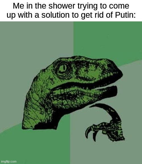 Philosoraptor Meme | Me in the shower trying to come up with a solution to get rid of Putin: | image tagged in memes,philosoraptor | made w/ Imgflip meme maker