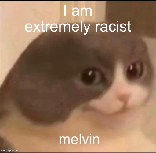 melvin | I am extremely racist | image tagged in melvin | made w/ Imgflip meme maker