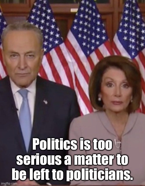 Politics | Politics is too serious a matter to be left to politicians. | image tagged in two politicians,politicians,serious business,politics,usa | made w/ Imgflip meme maker