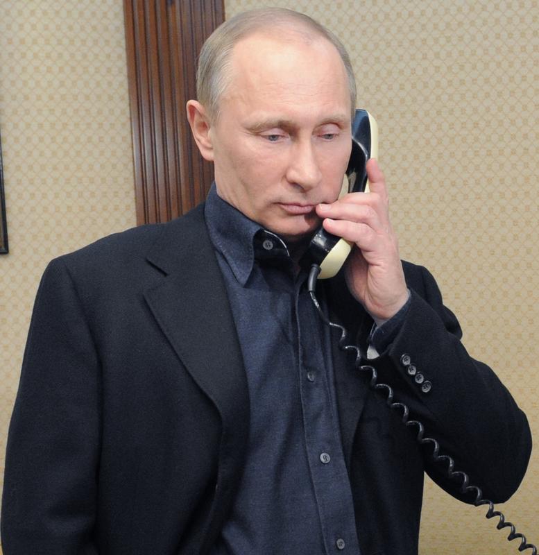 Putin on phone Blank Meme Template