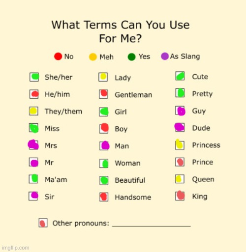things you can call me | image tagged in pronouns sheet | made w/ Imgflip meme maker
