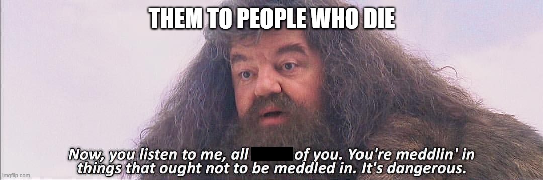Hagrid | THEM TO PEOPLE WHO DIE | image tagged in hagrid | made w/ Imgflip meme maker