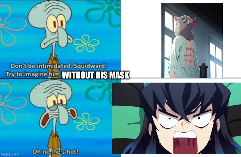 Bruv | WITHOUT HIS MASK | image tagged in oh no he's hot template | made w/ Imgflip meme maker