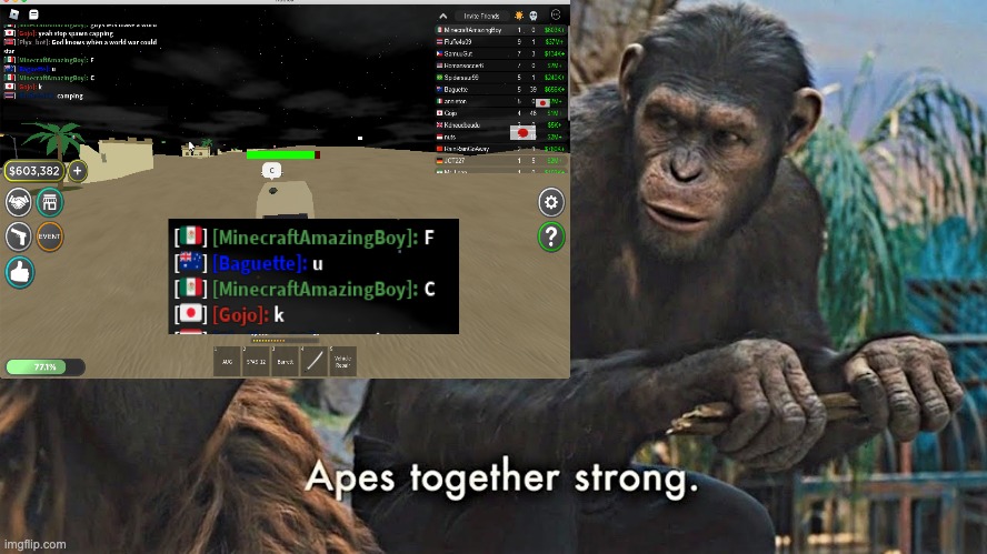 The meaning of teamwork | image tagged in teamwork,apes together strong | made w/ Imgflip meme maker