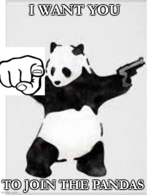 I WANT YOU; TO JOIN THE PANDAS | image tagged in panda,memes | made w/ Imgflip meme maker