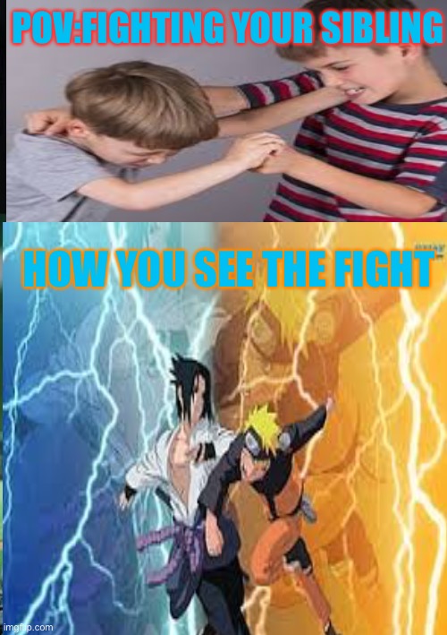 POV:you and ur sibling fighting | POV:FIGHTING YOUR SIBLING; HOW YOU SEE THE FIGHT | image tagged in naruto shippuden,naruto,random,siblings,anime | made w/ Imgflip meme maker