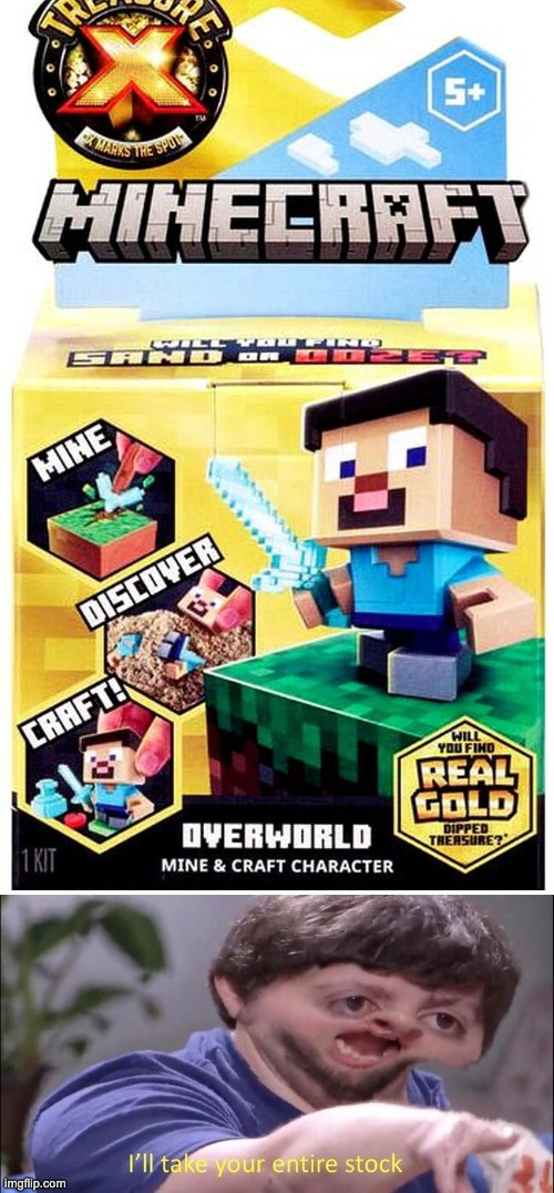 Treasure X Minecraft XD | image tagged in i'll take your entire stock,minecraft | made w/ Imgflip meme maker