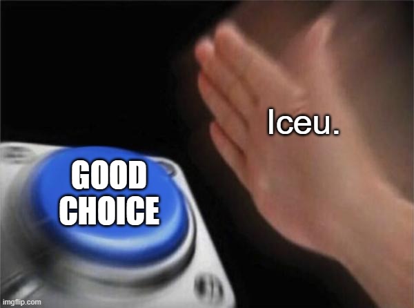 Blank Nut Button Meme | Iceu. GOOD CHOICE | image tagged in memes,blank nut button | made w/ Imgflip meme maker