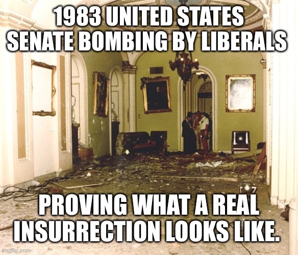 1983 UNITED STATES SENATE BOMBING BY LIBERALS PROVING WHAT A REAL INSURRECTION LOOKS LIKE. | made w/ Imgflip meme maker