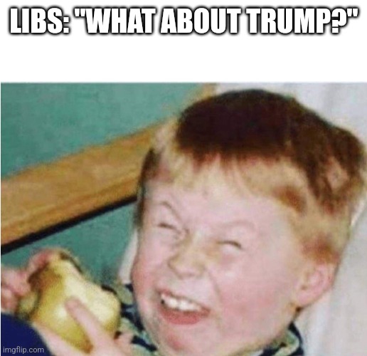 Roasted kid | LIBS: "WHAT ABOUT TRUMP?" | image tagged in roasted kid | made w/ Imgflip meme maker