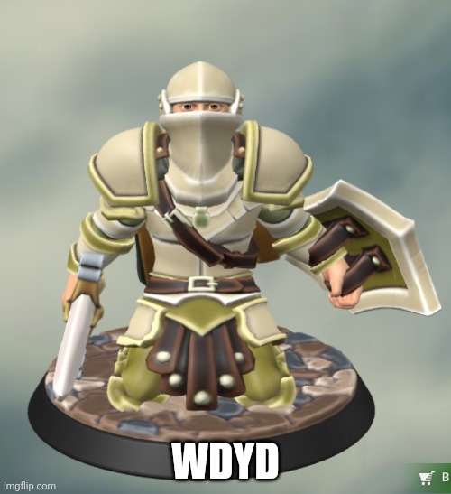 You see him staring up at something in terror, but you can't see it. | WDYD | image tagged in terrified knight | made w/ Imgflip meme maker