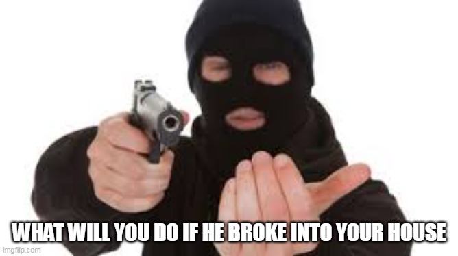 Robber | WHAT WILL YOU DO IF HE BROKE INTO YOUR HOUSE | image tagged in robber | made w/ Imgflip meme maker