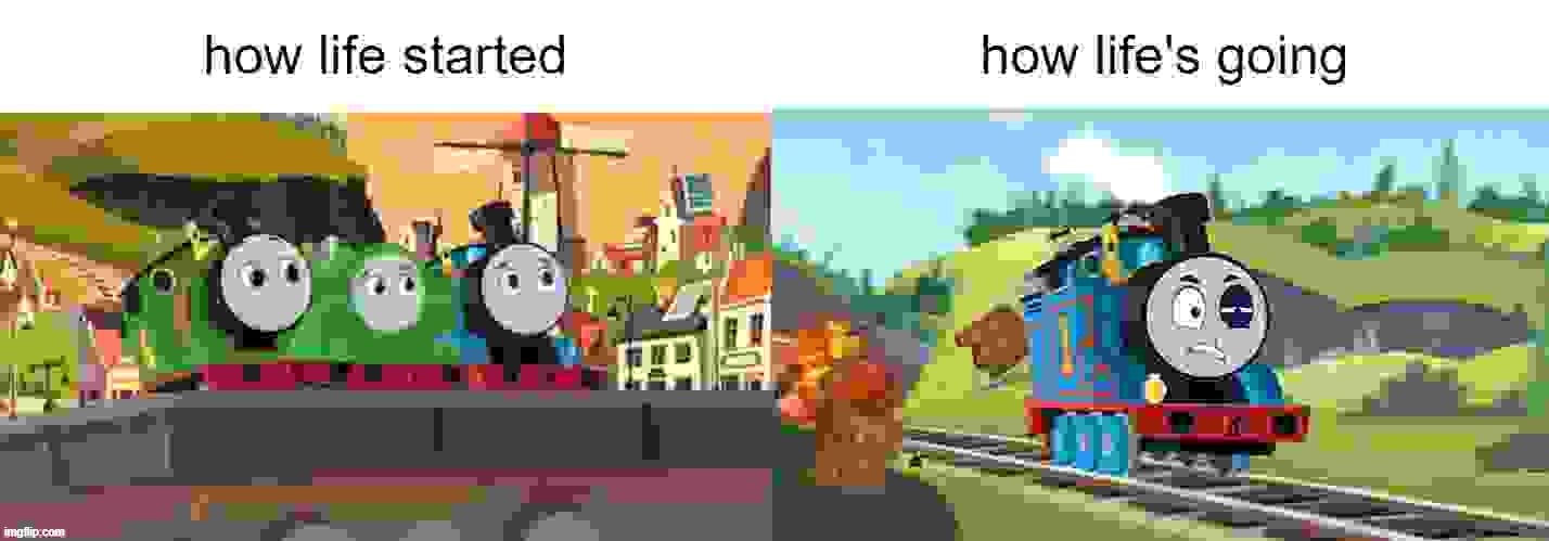 Note that I didn't make the original edits you see here... | image tagged in thomas the tank engine,memes,funny,shitpost | made w/ Imgflip meme maker