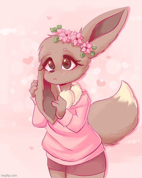 Eevee! (By Valeria_Fills) | image tagged in furry,femboy,adorable,pokemon,eevee,sweater | made w/ Imgflip meme maker