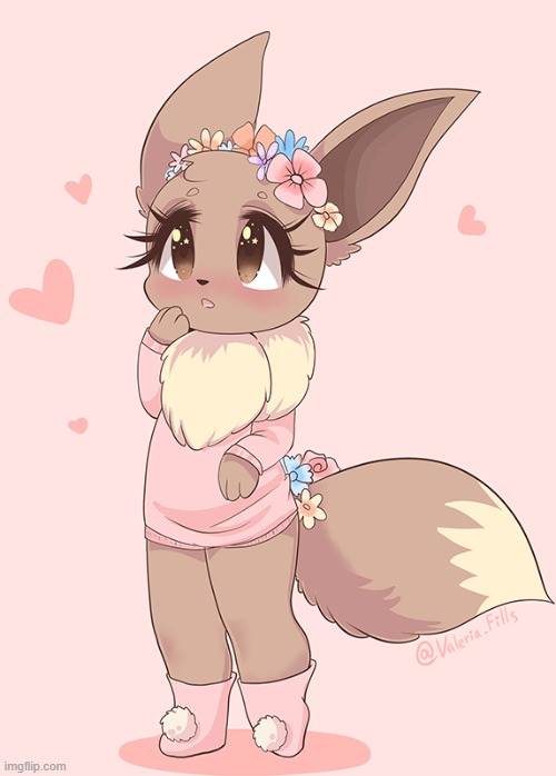 ÓwÒ (By Valeria_Fills) | image tagged in furry,femboy,adorable,eevee,pokemon,sweater | made w/ Imgflip meme maker