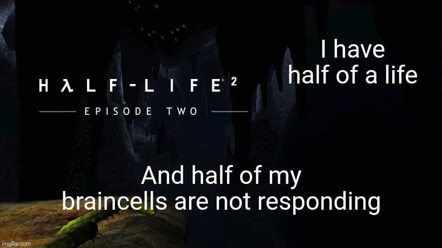 Temp steal | I have half of a life; And half of my braincells are not responding | image tagged in h lf-life 2 ep2 | made w/ Imgflip meme maker