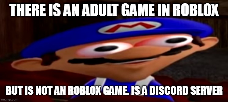 smg4 stare | THERE IS AN ADULT GAME IN ROBLOX; BUT IS NOT AN ROBLOX GAME. IS A DISCORD SERVER | image tagged in smg4 stare | made w/ Imgflip meme maker