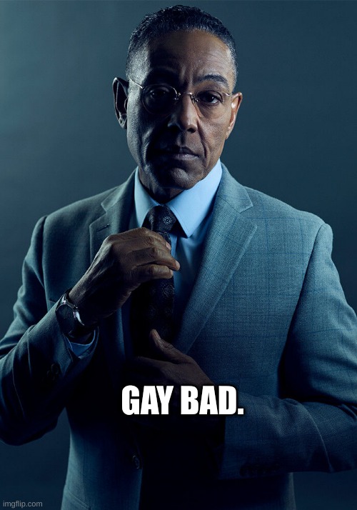 Its simple if you think about it |  GAY BAD. | image tagged in gus fring we are not the same | made w/ Imgflip meme maker