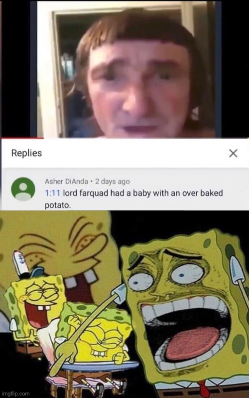 E moment | image tagged in funny,memes,spongebob laughing hysterically,rekt | made w/ Imgflip meme maker