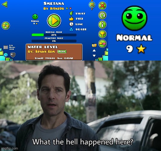 Free stars, people! | image tagged in geometry dash,what the hell happened here,what happened here,memes,funny | made w/ Imgflip meme maker