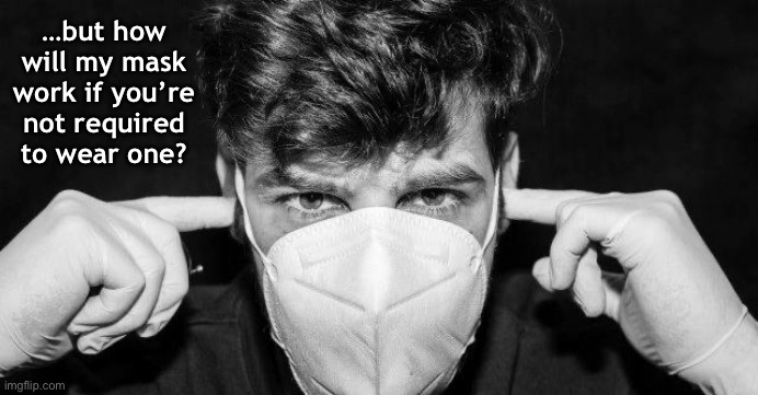 The same way your vax protects you if the next person isn’t vaxxed | …but how will my mask work if you’re not required to wear one? | image tagged in mask | made w/ Imgflip meme maker