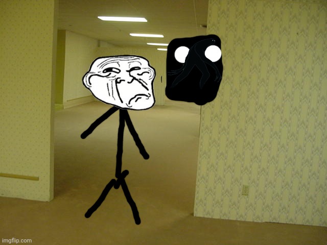 Trollface in le backrooms | image tagged in the backrooms | made w/ Imgflip meme maker