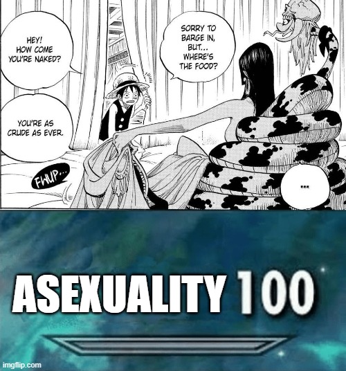Luffy's mind is as pure as snow xD | ASEXUALITY | image tagged in skyrim skill meme,luffy,memes,funny,one piece,asexual | made w/ Imgflip meme maker