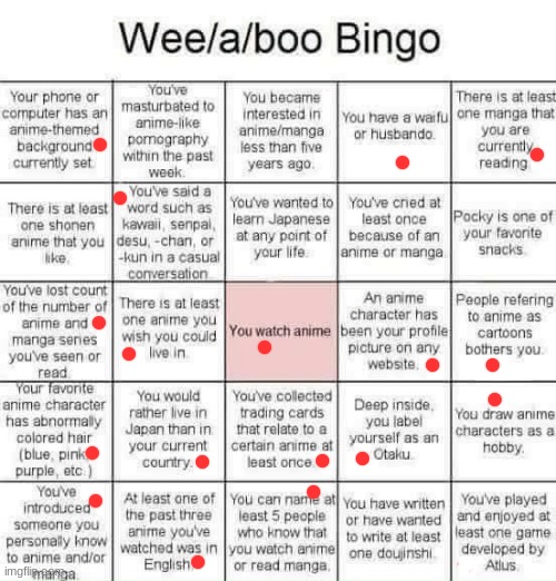 note: I already know japanese | image tagged in weeaboo bingo | made w/ Imgflip meme maker