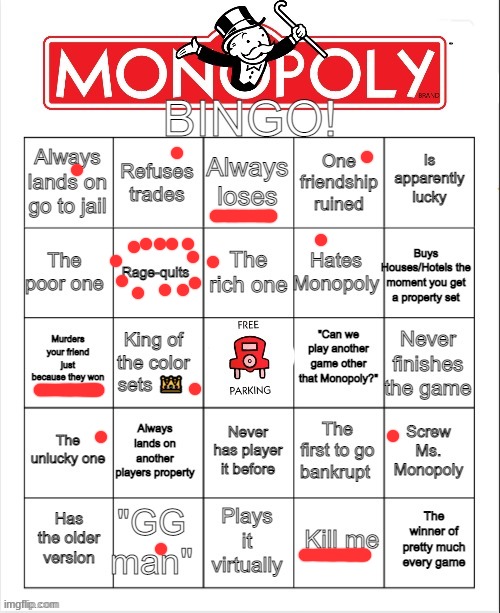 this is mostly a joke | image tagged in monopoly bingo | made w/ Imgflip meme maker