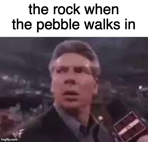 the rock | the rock when the pebble walks in | image tagged in x when x walks in,funny | made w/ Imgflip meme maker