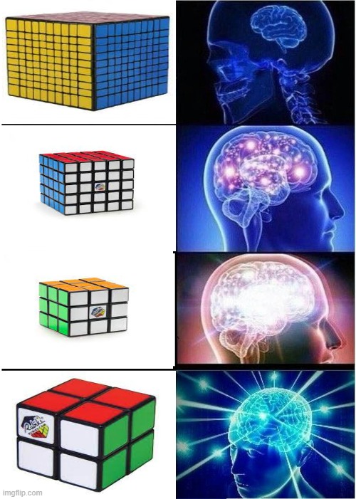 Rubiks cube logic | image tagged in memes,expanding brain | made w/ Imgflip meme maker