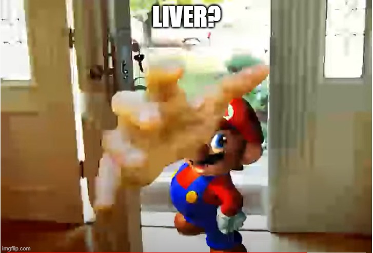 Mario Stealing Your Liver | LIVER? | image tagged in mario stealing your liver | made w/ Imgflip meme maker