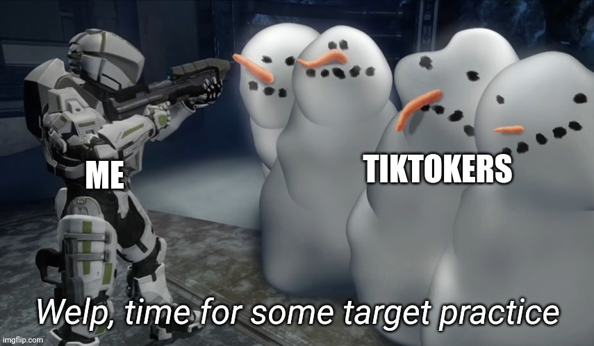 Welp time for some target practice | TIKTOKERS; ME | image tagged in welp time for some target practice | made w/ Imgflip meme maker