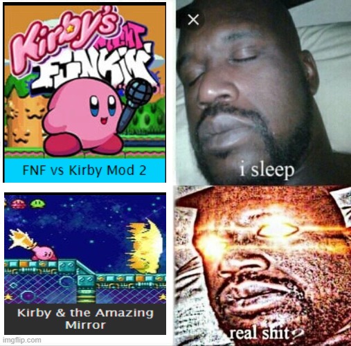 actual kirby games be like | image tagged in memes,sleeping shaq | made w/ Imgflip meme maker