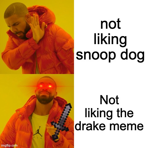 Drake Hotline Bling | not liking snoop dog; Not liking the drake meme | image tagged in memes,drake hotline bling | made w/ Imgflip meme maker