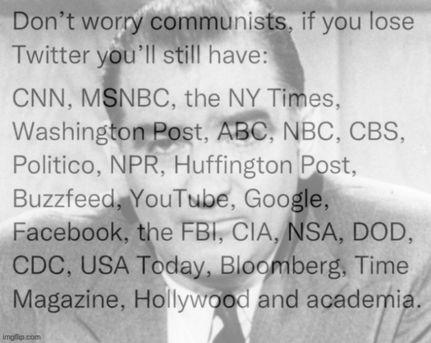 Joe McCarthy RWNJ Twitter nonsense Blank Meme Template