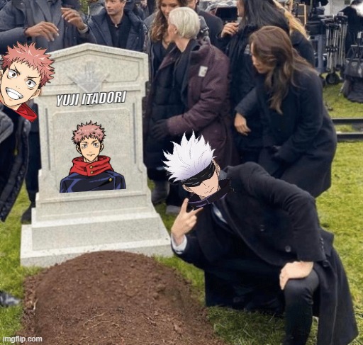 Grant Gustin over grave | YUJI ITADORI | image tagged in grant gustin over grave | made w/ Imgflip meme maker