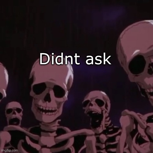 roasting skeletons | Didnt ask | image tagged in roasting skeletons | made w/ Imgflip meme maker